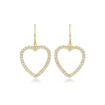 Jennifer Meyer Diamond Large Open Heart Drop Earrings in 18K Yellow Gold | Fine Earrings | Coveti