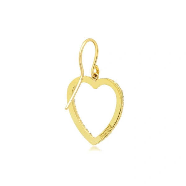 Jennifer Meyer Diamond Large Open Heart Drop Earrings in 18K Yellow Gold | Fine Earrings | Coveti