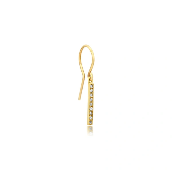Jennifer Meyer Diamond Long Bar Drop Earrings in 18K Yellow Gold | Fine Earrings | Coveti
