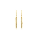 Jennifer Meyer Diamond Long Bar Drop Earrings in 18K Yellow Gold | Fine Earrings | Coveti