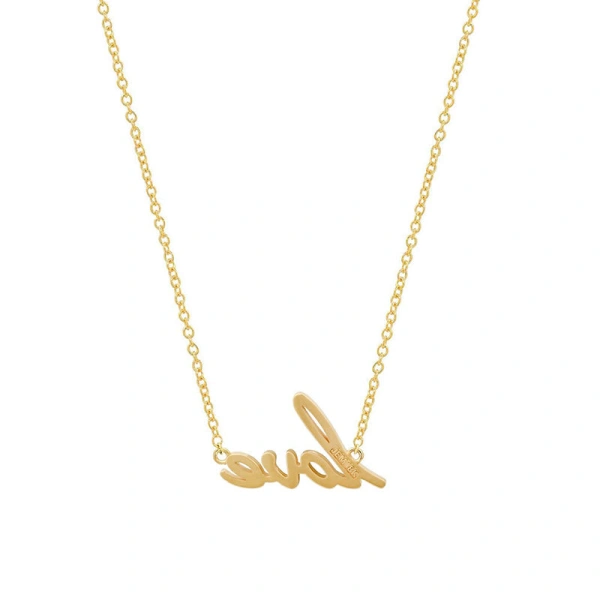 Jennifer Meyer Diamond Love Script Necklace in 18K Yellow Gold | Fine Necklaces | Coveti
