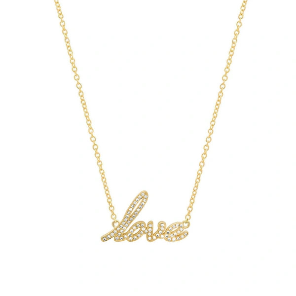Jennifer Meyer Diamond Love Script Necklace in 18K Yellow Gold | Fine Necklaces | Coveti