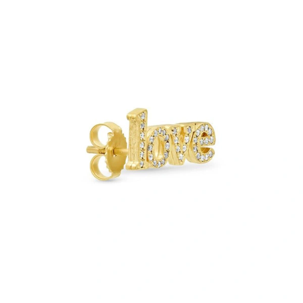 Jennifer Meyer Diamond Love Stud in 18K Yellow Gold | Fine Earrings | Coveti