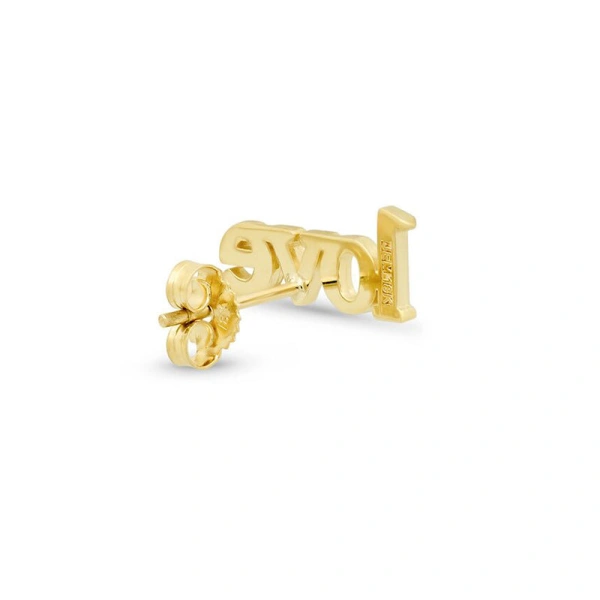 Jennifer Meyer Diamond Love Stud in 18K Yellow Gold | Fine Earrings | Coveti