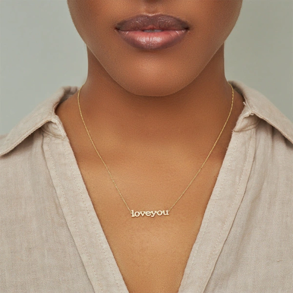 Jennifer Meyer Diamond Love You Necklace in 18K Yellow Gold | Fine Necklaces | Coveti