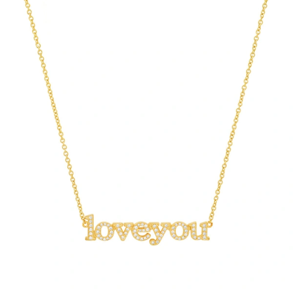 Jennifer Meyer Diamond Love You Necklace in 18K Yellow Gold | Fine Necklaces | Coveti