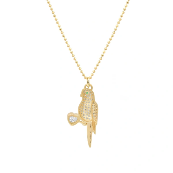 Jennifer Meyer Diamond Lovebird Necklace in 18K Yellow Gold | Fine Necklaces | Coveti