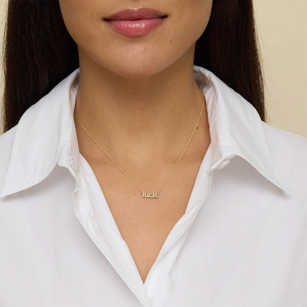 Jennifer Meyer Diamond Luck Necklace in 18K Yellow Gold | Fine Necklaces | Coveti