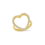 Jennifer Meyer Diamond Luxe Open Heart Ring in 18K Yellow Gold | Fine Rings | Coveti