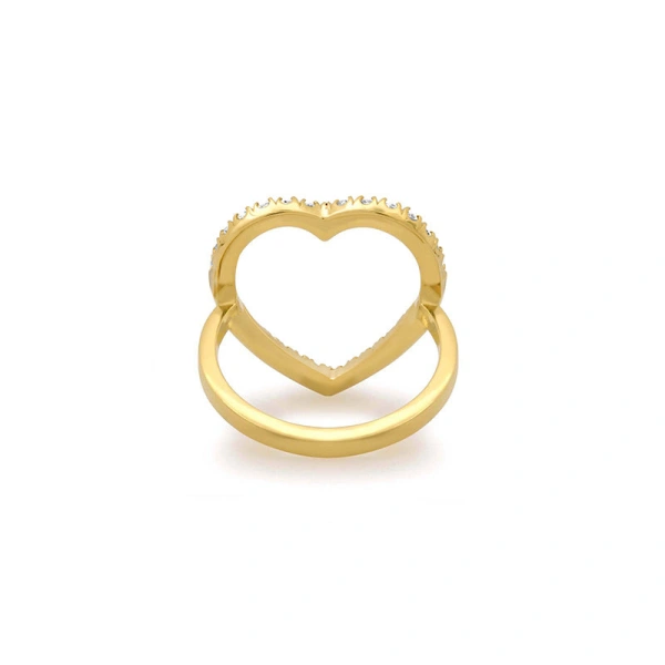 Jennifer Meyer Diamond Luxe Open Heart Ring in 18K Yellow Gold | Fine Rings | Coveti