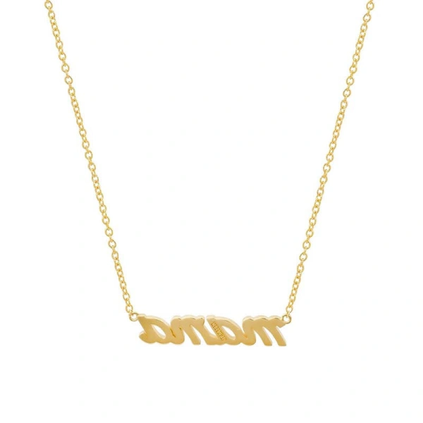 Jennifer Meyer Diamond Mama Script Necklace in 18K Yellow Gold | Fine Necklaces | Coveti
