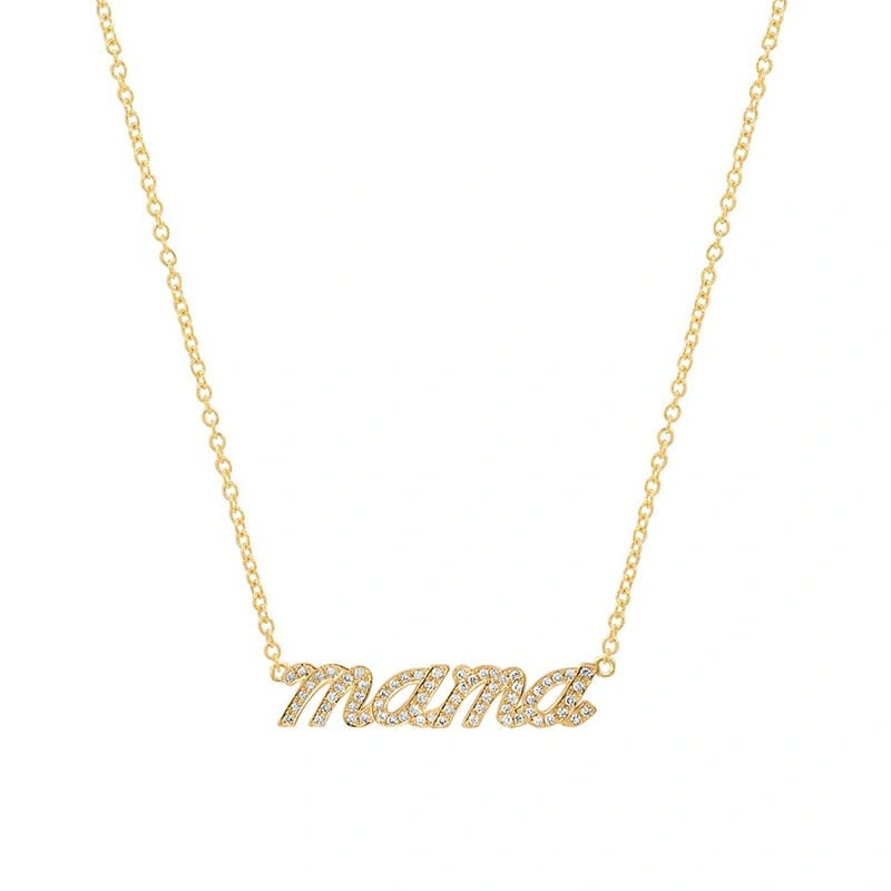 Jennifer Meyer Diamond Mama Script Necklace in 18K Yellow Gold Jennifer Meyer Diamond Mama Script Necklace in 18K Yellow Gold | Fine Necklaces | Coveti