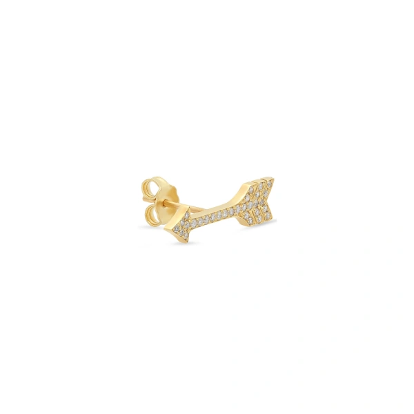 Jennifer Meyer Diamond Mini Arrow Studs in 18K Yellow Gold | Fine Earrings | Coveti