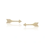 Jennifer Meyer Diamond Mini Arrow Studs in 18K Yellow Gold | Fine Earrings | Coveti