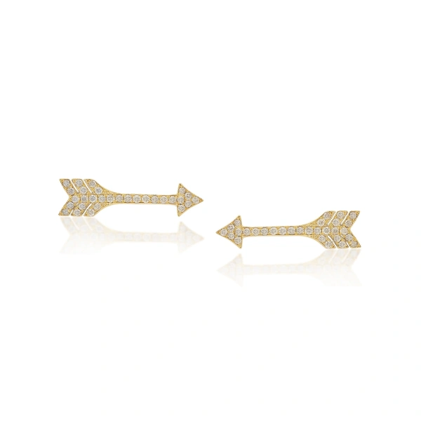 Diamond Mini Arrow Studs in 18K Yellow Gold