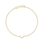 Jennifer Meyer Diamond Mini Carson Moon Bracelet in 18K Yellow Gold | Fine Bracelets | Coveti