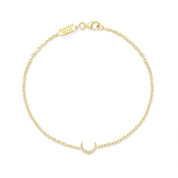 Jennifer Meyer Diamond Mini Carson Moon Bracelet in 18K Yellow Gold | Fine Bracelets | Coveti
