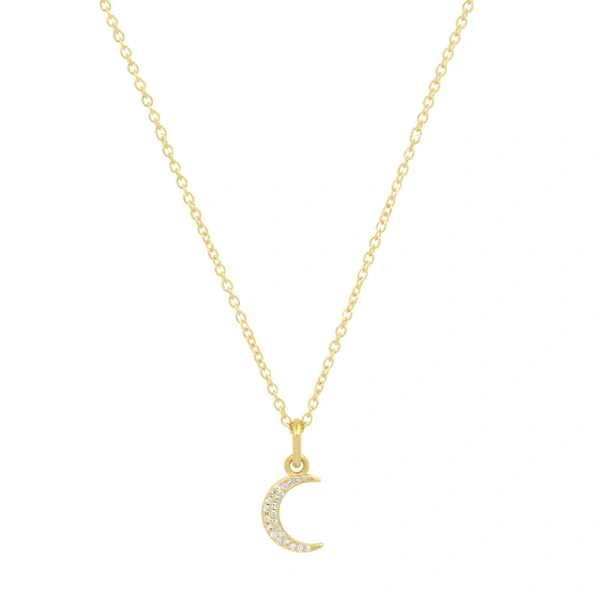 Jennifer Meyer Diamond Mini Carson Moon Necklace in 18K Yellow Gold | Fine Necklaces | Coveti