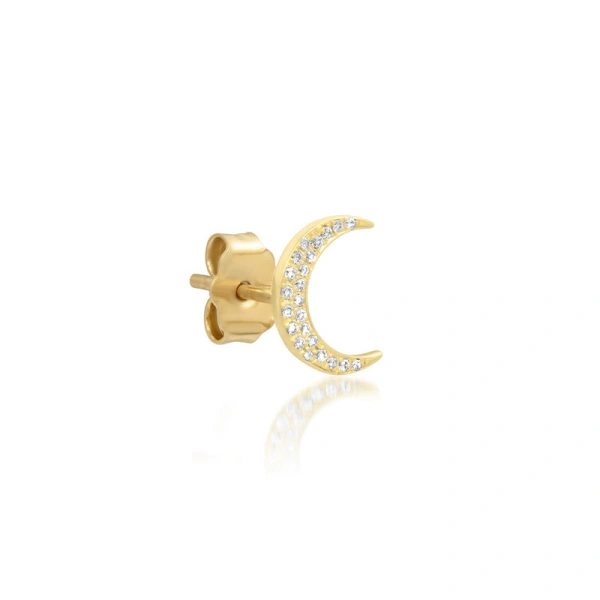 Jennifer Meyer Diamond Mini Carson Moon Studs in 18K Yellow Gold | Fine Earrings | Coveti