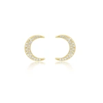 Jennifer Meyer Diamond Mini Carson Moon Studs in 18K Yellow Gold | Fine Earrings | Coveti