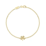 Jennifer Meyer Diamond Mini Clover Bracelet in 18K Yellow Gold | Fine Bracelets | Coveti