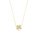 Jennifer Meyer Diamond Mini Clover Necklace in 18K Yellow Gold | Fine Necklaces | Coveti