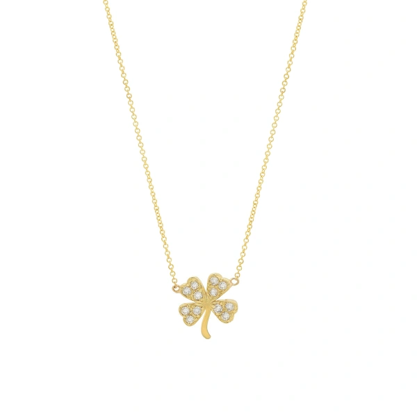 Jennifer Meyer Diamond Mini Clover Necklace in 18K Yellow Gold | Fine Necklaces | Coveti