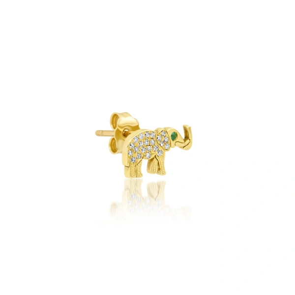 Jennifer Meyer Diamond Mini Elephant Studs in 18K Yellow Gold | Fine Earrings | Coveti