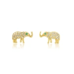Jennifer Meyer Diamond Mini Elephant Studs in 18K Yellow Gold | Fine Earrings | Coveti