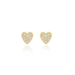 Jennifer Meyer Diamond Mini Heart Studs in 18K Yellow Gold | Fine Earrings | Coveti