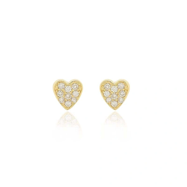 Jennifer Meyer Diamond Mini Heart Studs in 18K Yellow Gold | Fine Earrings | Coveti