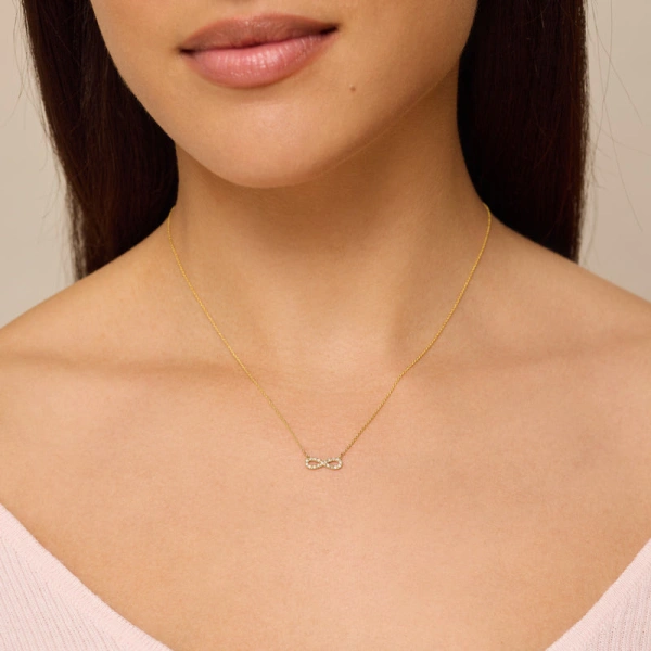 Jennifer Meyer Diamond Mini Infinity Necklace in 14K Yellow Gold | Fine Necklaces | Coveti