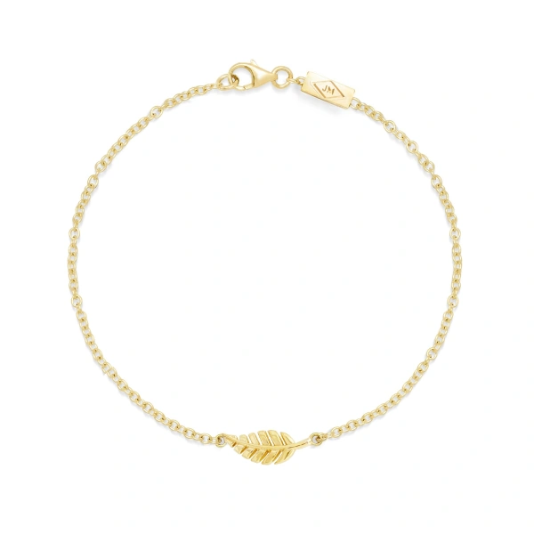 Jennifer Meyer Diamond Mini Leaf Bracelet in 18K White Gold | Fine Bracelets | Coveti