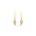 Jennifer Meyer Diamond Mini Leaf Drop Earrings in 18K Yellow Gold | Fine Earrings | Coveti