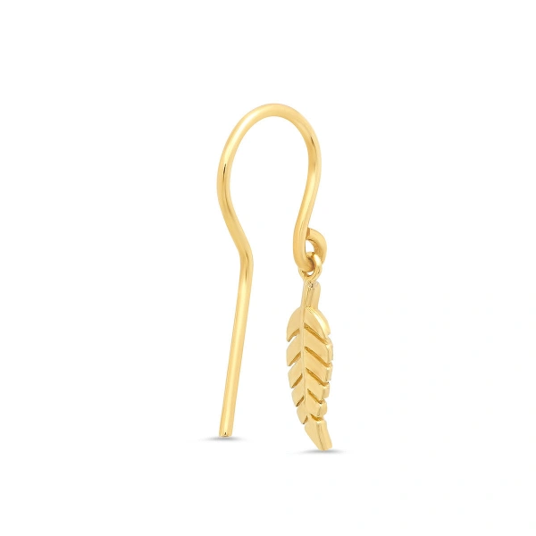 Jennifer Meyer Diamond Mini Leaf Drop Earrings in 18K Yellow Gold | Fine Earrings | Coveti