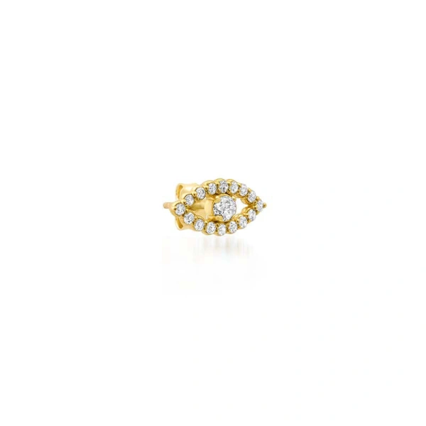 Jennifer Meyer Diamond Mini Open Evil Eye Studs in 18K Yellow Gold | Fine Earrings | Coveti