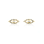 Jennifer Meyer Diamond Mini Open Evil Eye Studs in 18K Yellow Gold | Fine Earrings | Coveti