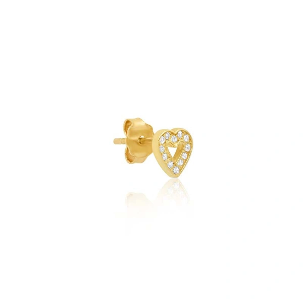 Jennifer Meyer Diamond Mini Open Heart Studs in 18K Yellow Gold | Fine Earrings | Coveti