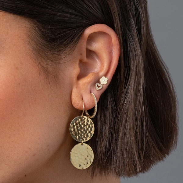 Jennifer Meyer Diamond Mini Open Heart Studs in 18K Yellow Gold | Fine Earrings | Coveti