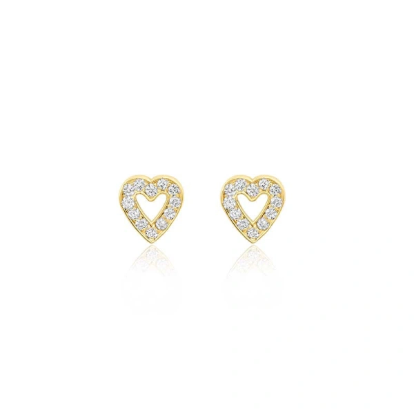 Jennifer Meyer Diamond Mini Open Heart Studs in 18K Yellow Gold | Fine Earrings | Coveti