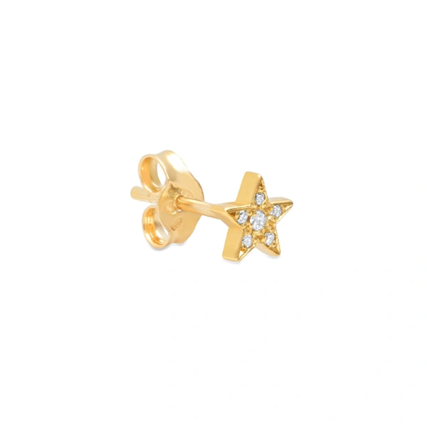 Jennifer Meyer Diamond Mini Star Studs in 18K Yellow Gold | Fine Earrings | Coveti
