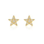 Jennifer Meyer Diamond Mini Star Studs in 18K Yellow Gold | Fine Earrings | Coveti