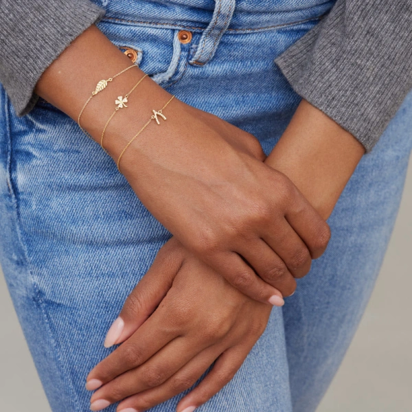 Jennifer Meyer Diamond Mini Wishbone Bracelet in 18K Rose Gold | Fine Bracelets | Coveti