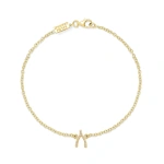 Jennifer Meyer Diamond Mini Wishbone Bracelet in 18K Rose Gold | Fine Bracelets | Coveti