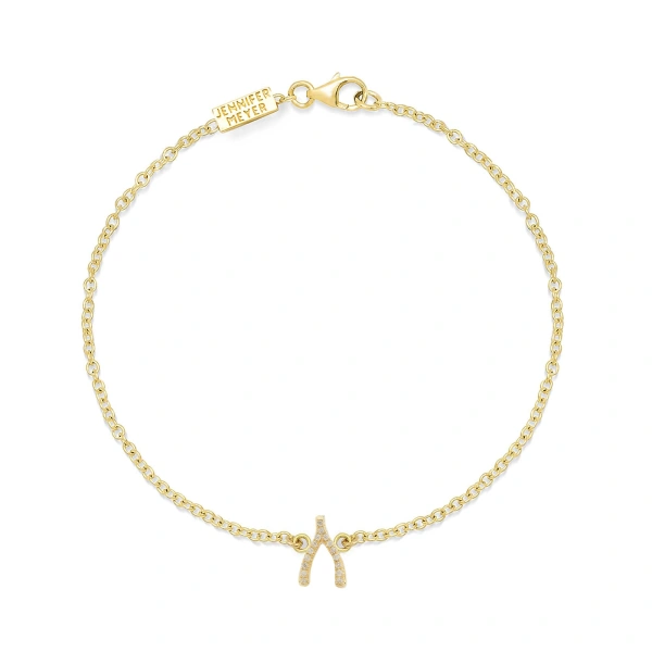 Jennifer Meyer Diamond Mini Wishbone Bracelet in 18K Rose Gold | Fine Bracelets | Coveti