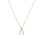 Jennifer Meyer Diamond Mini Wishbone Necklace in 18K Yellow Gold | Fine Necklaces | Coveti