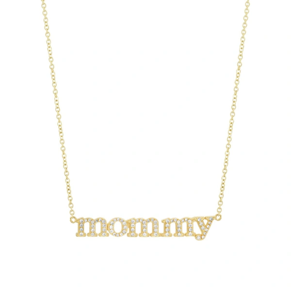 Diamond Mommy Necklace in 18K Yellow Gold