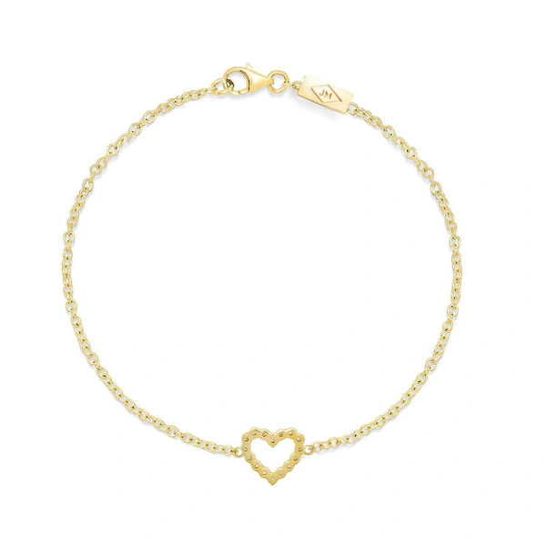 Jennifer Meyer Diamond Open Heart Bracelet in 18K Yellow Gold | Fine Bracelets | Coveti