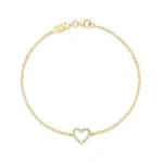 Jennifer Meyer Diamond Open Heart Bracelet in 18K Yellow Gold | Fine Bracelets | Coveti