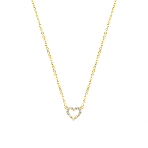Jennifer Meyer Diamond Open Heart Necklace in 18K Yellow Gold | Fine Necklaces | Coveti